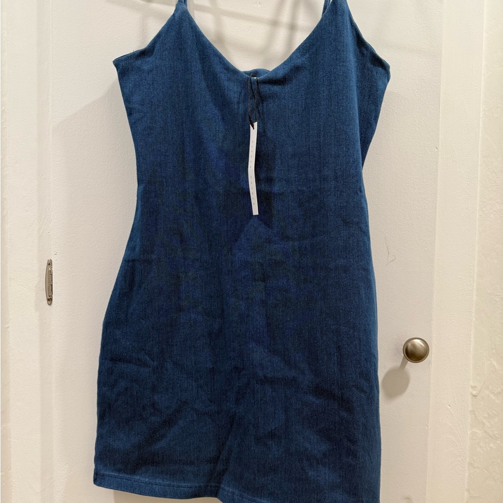 Susana Monico Blue Denim Spaghetti Strap Dress